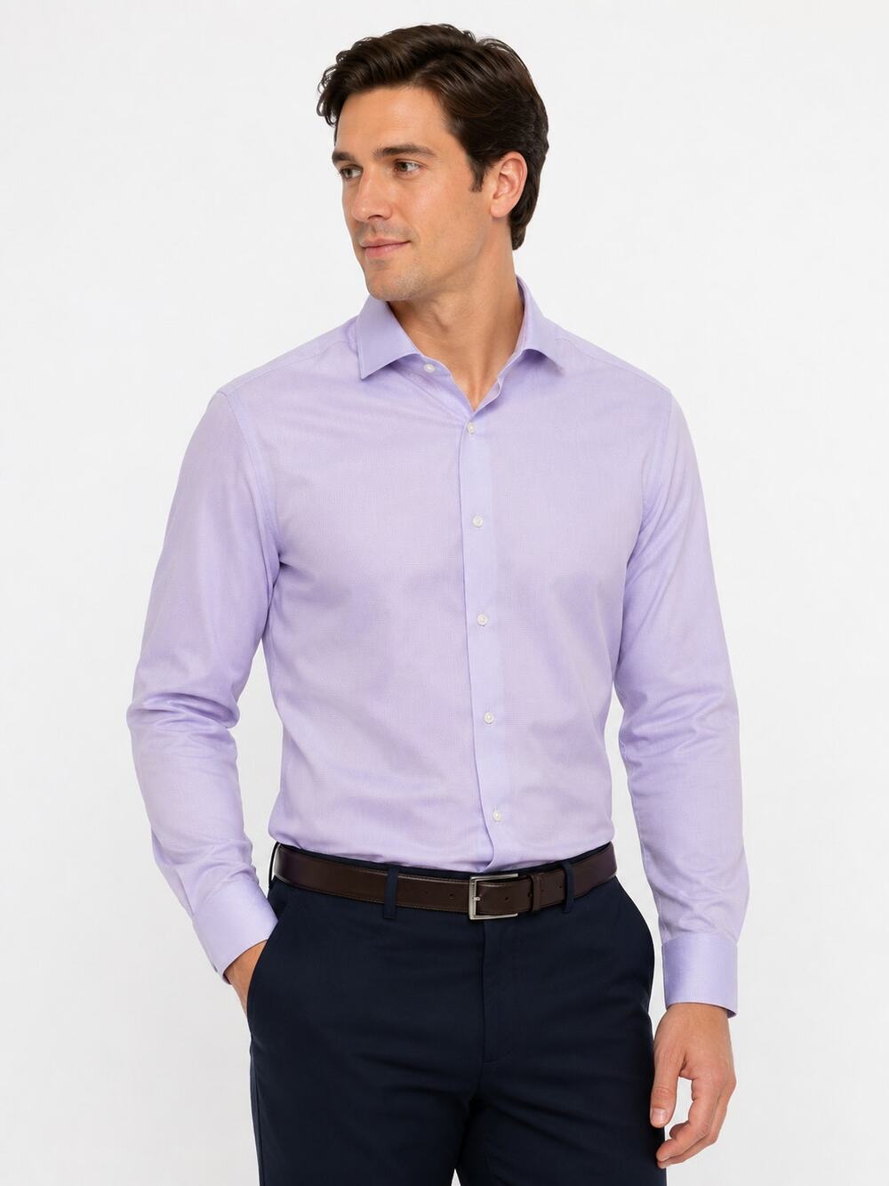 LR351 Charles Tyrwhitt Mens 16 33 Slim Fit Lilac Non Iron Dress Shirt